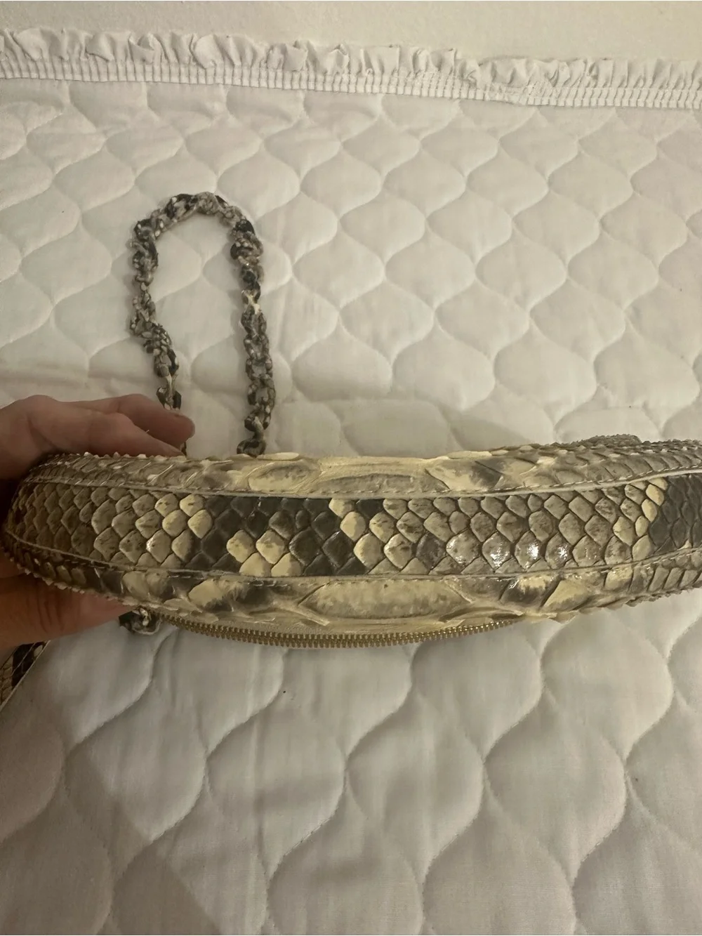 Nancy Gonzalez  Python Crossbody -belt bag in Beige and Black